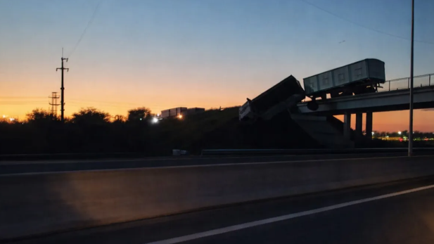 Impactante accidente en la Autopista Rosario–Santa Fe: un camión quedó colgado de un puente en San Lorenzo | Información General