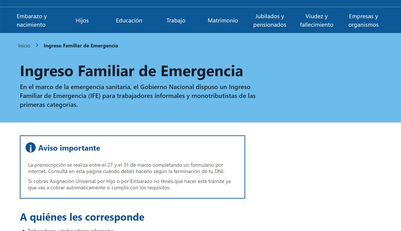 Ya se preinscribieron más de 7 millones de personas para cobrar el Ingreso Familiar de Emergencia | Noticias