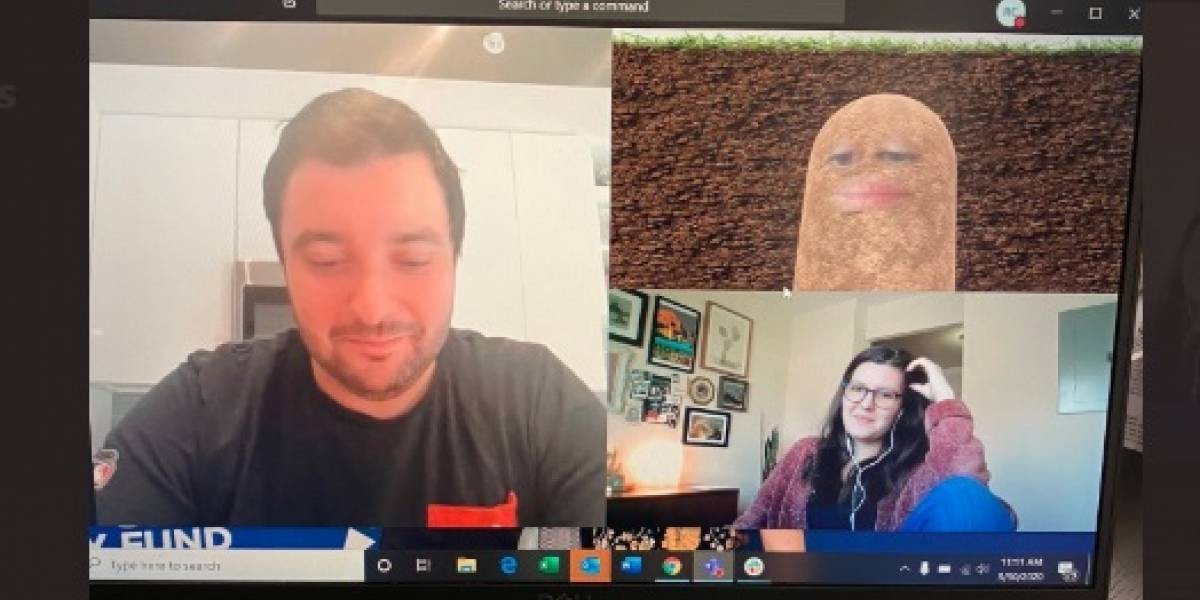 Delicias del teletrabajo: activó por accidente un filtro y asistió a reunión como una "papa" | Redes