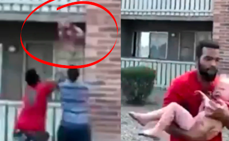 Video: el hombre que agarró en el aire a un bebé lanzado desde un tercer piso por un incendio | Redes