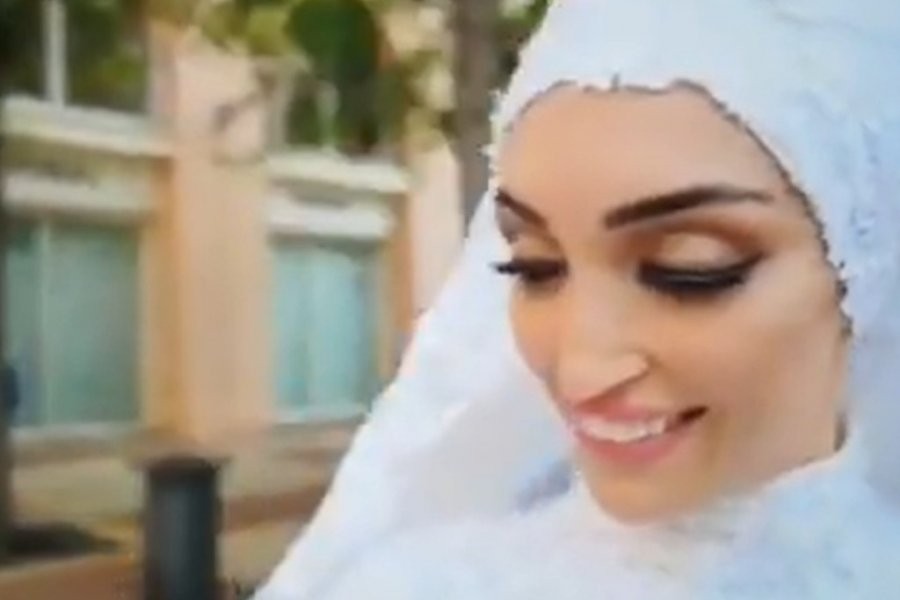 Video: La novia que posaba para las fotos cuando la sorprendió las explosiones de Beirut | Redes