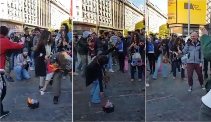 Negadores de la pandemia realizaron una "quema de barbijos" en CABA | Noticias