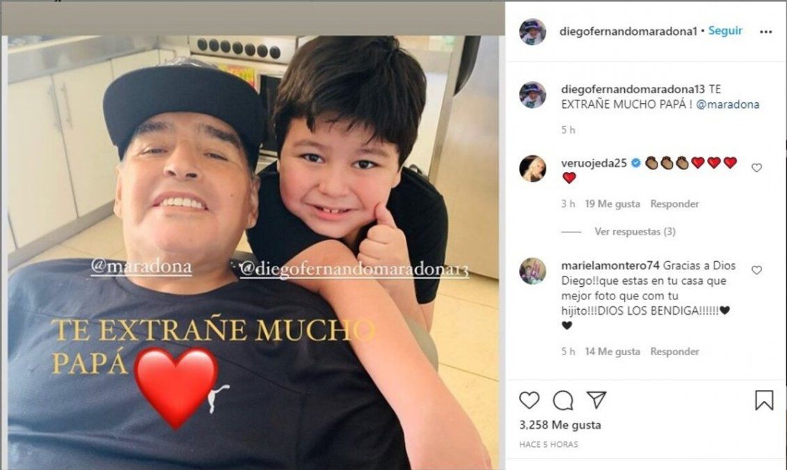 Maradona recibió la visita de su hijo en el primer día de alta | Deportes