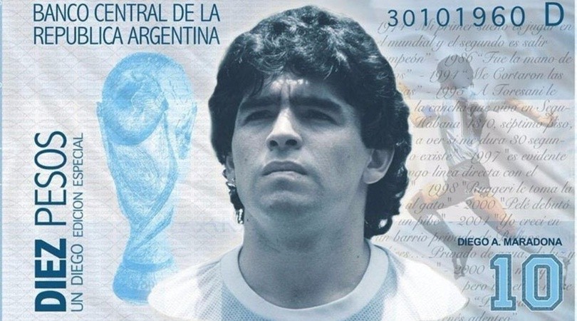Fanáticos proponen que el billete de 10 pesos lleve la imagen de Diego Maradona | Redes