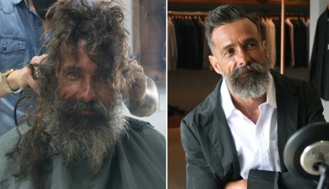 Indigente entró a una peluquería y pidió un corte: su sorprendente cambio de look | Redes