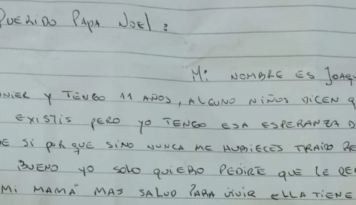 La carta de un nene a Papa Noel que le pide "más salud para mi mamá" enferma de cáncer | Redes