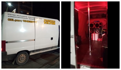 Festejan despedida de solteras en un furgón transformado en discoteca con luces y caño para bailar | Nacionales