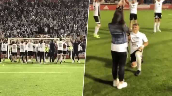 En los festejos del ascenso del Burgos, un jugador le pidió casamiento a su novia | Deportes