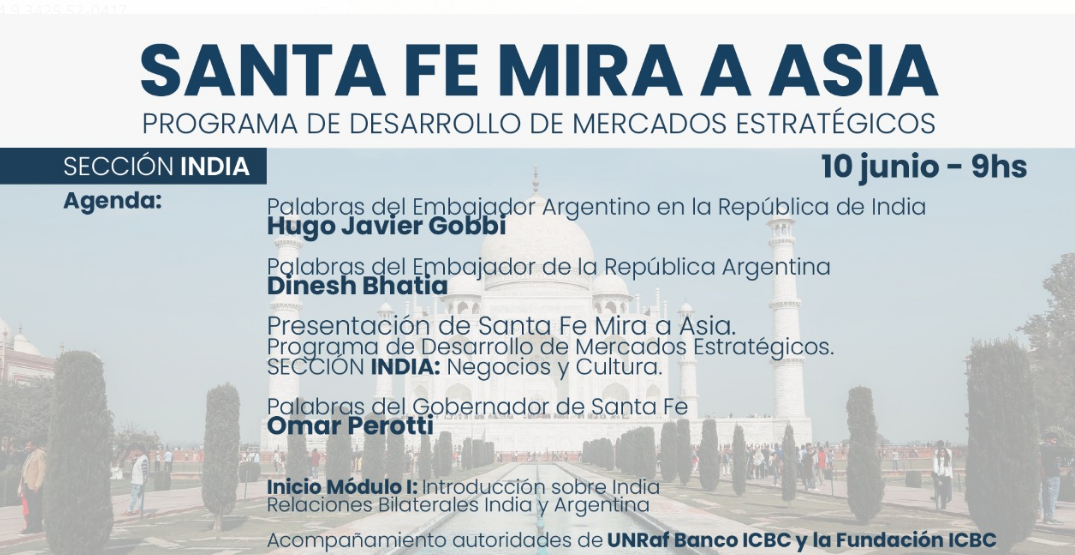 Santa Fe mira a Asia: La provincia organizará una jornada informativa para fomentar el comercio con India | Noticias