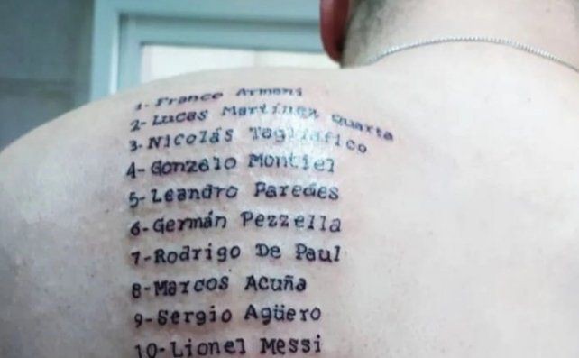 Siguen los festejos por la Copa América: se tatuó los nombres de todos los jugadores y el DT de Argentina | Deportes
