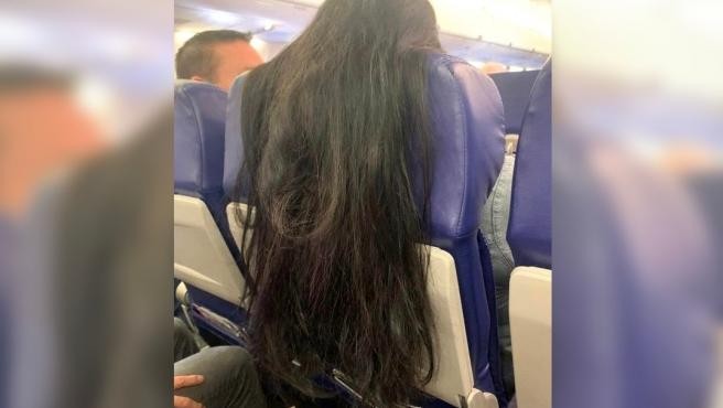 La foto viral de una pasajera de avión que pone su largo pelo sobre la bandeja de comida de otro turista | Redes