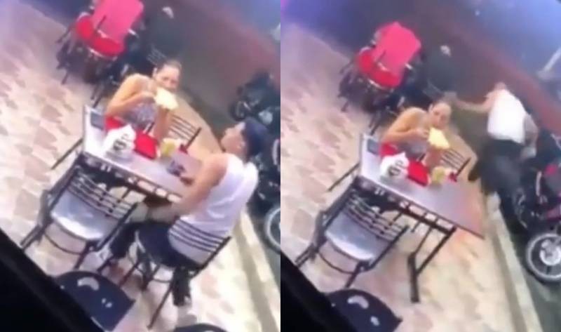 Video viral: entran a robar a una pizzería, un hombre sale corriendo y deja a la novia sola comiendo pizza | Redes