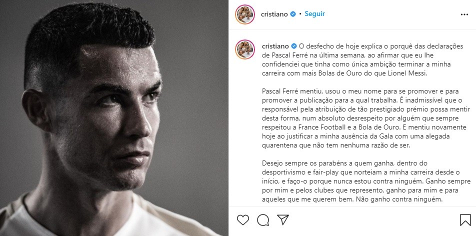 Mensaje: la furia de Cristiano Ronaldo contra el organizador de los Balones de Oro | Deportes