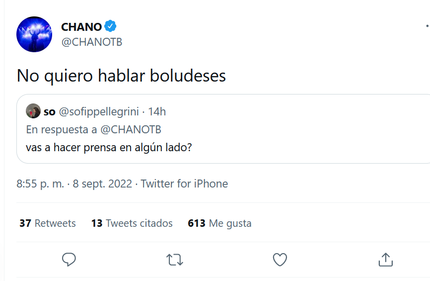 Una vez más, Chano polémico en redes: “No quiero hablar b...” | Espectaculos