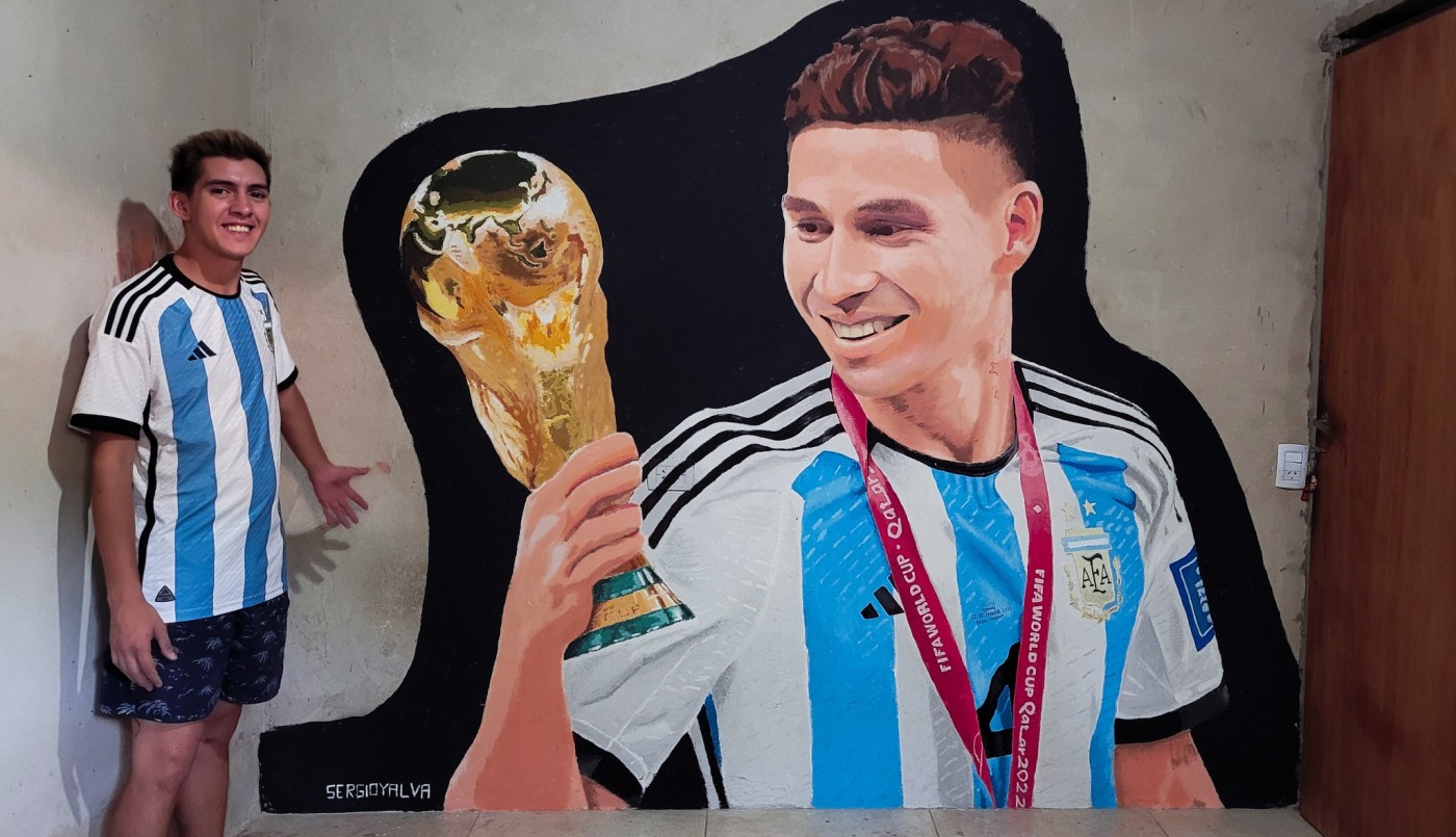 Pintó un mural de Montiel en su dormitorio: "Se lo dedico a los jóvenes que se esfuerzan" | Deportes