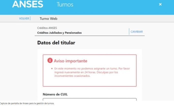 Anses lleva dos días sin dar turnos a jubilados por los créditos de los $400 mil | Nacionales