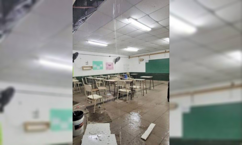 Rosario: se cayó el techo de una escuela al no resistir el agua acumulada por las lluvias | Información General
