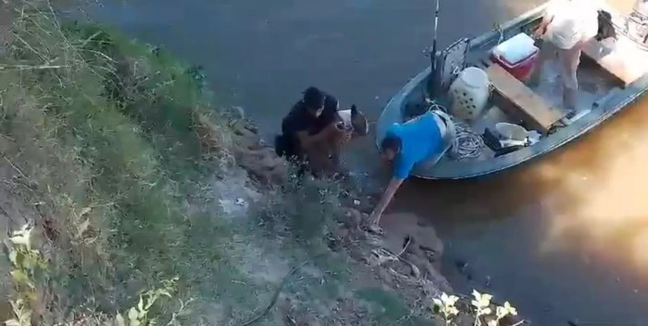 Emotivo trabajo entre policías y pescadores para rescatar a perro que cayó al Río Coronda | Policiales