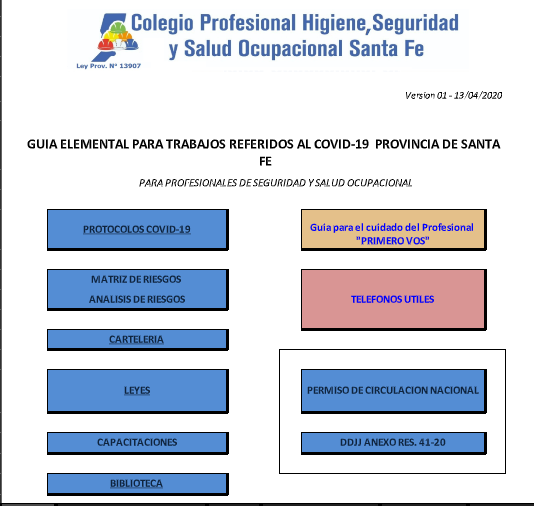 Comunicado del Colegio de Profesional de Higiene, Seguridad y Salud ocupacional de la provincia | Noticias