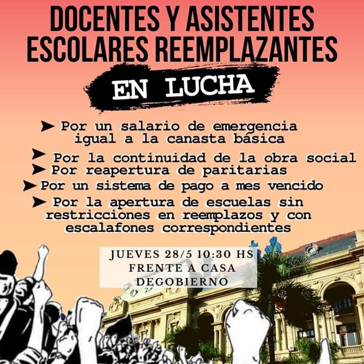 Docentes reemplazantes vuelven a movilizarse a Casa de Gobierno | Noticias