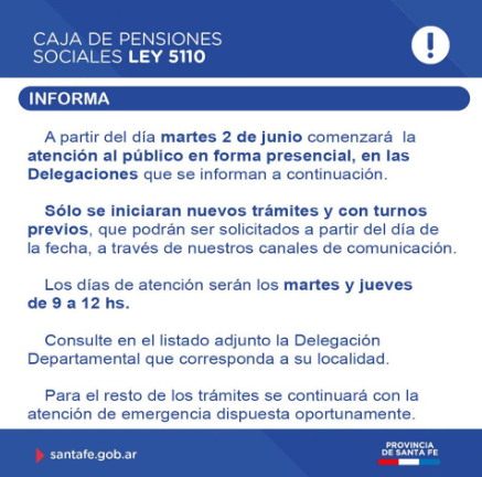Comenzó la atención al público en la Caja de Pensiones Sociales Ley 5110 | Noticias