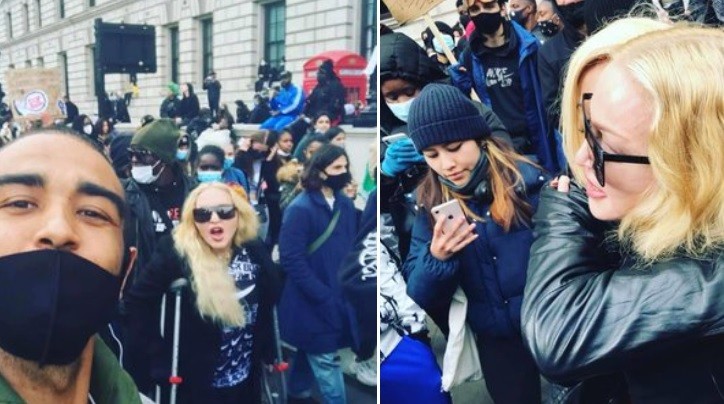 Ni las muletas pudieron frenarla: Madonna, en las protestas contra el racismo | Espectaculos