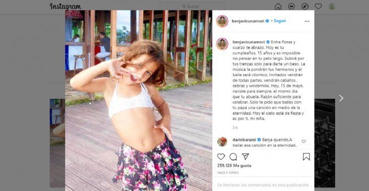 Blanquita cumpliría 15 años y Benjamín Vicuña le dedicó un emotivo posteo | Espectaculos