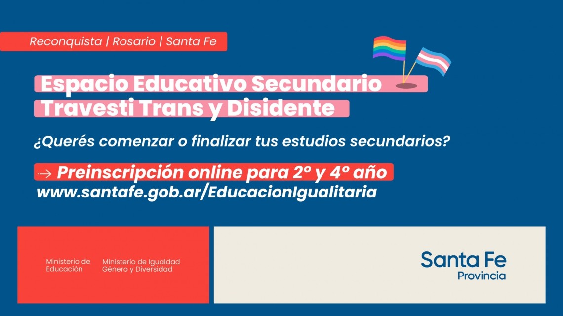 Extienden el plazo de preinscripción al Espacio Educativo Secundario trans, travesti y disidente | Información General