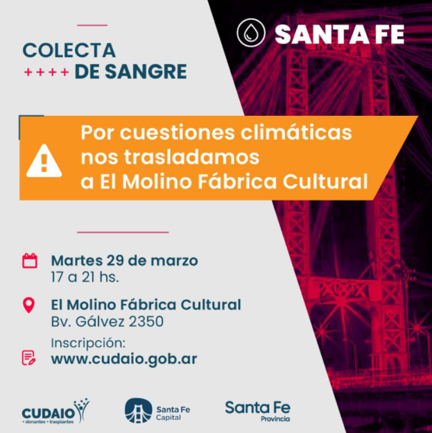 Por cuestiones climáticas, la colecta de sangre se traslada a El Molino | Noticias