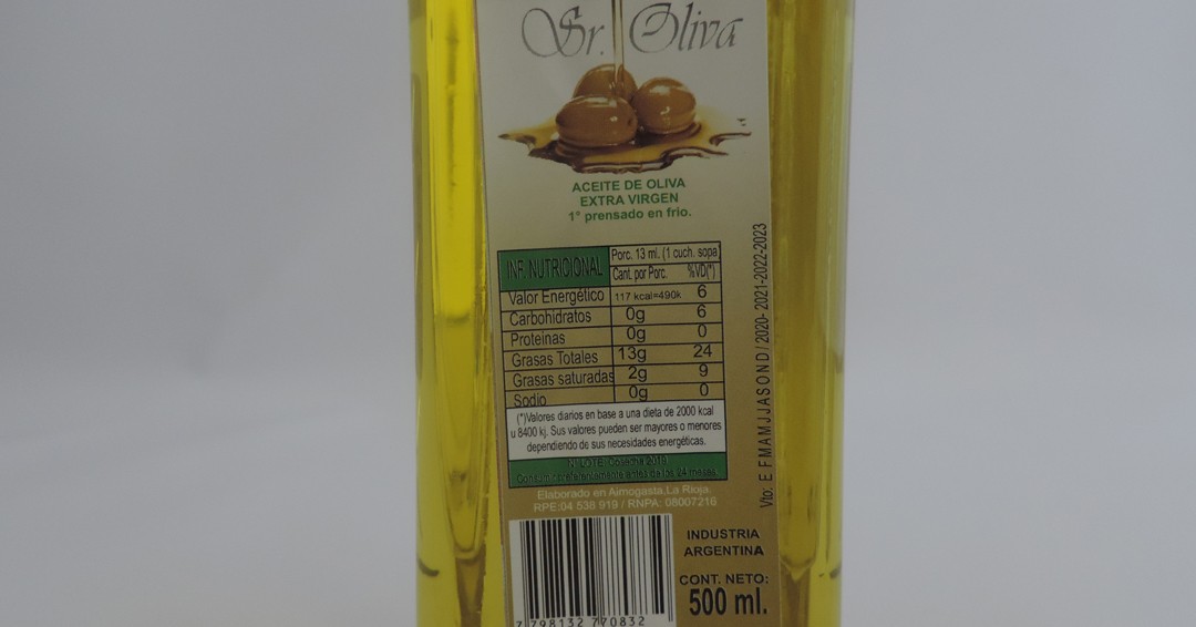Atención: Alerta alimentaria sobre el “aceite de oliva extra virgen” marca Sr. Oliva | Información General