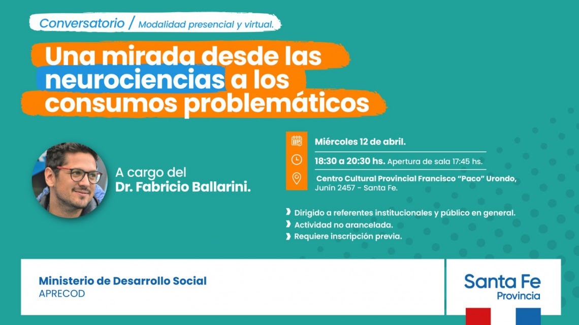 Se realizará el 2° conversatorio sobre consumos problemáticos desde la mirada de la neurociencia | Información General