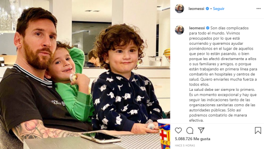 Messi dejó un mensaje en sus redes ante la pandemia del coronavirus