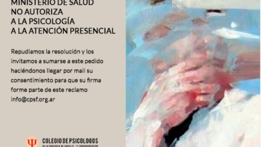 Rechazo del Colegio de Psicólogos al Ministerio de Salud que no autoriza la atención presencial