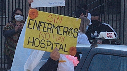 Abrazo simbólico al Hospital Cullen: el personal de salud rechaza el bono