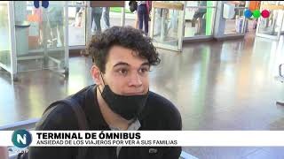 Terminal de ómnibus: una tarde de mucha emoción para quienes vuelven a casa