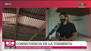 La tormeta derrumbó el techo del Club Central Alto Verde