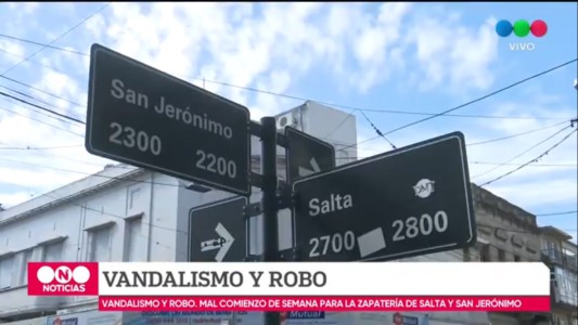 Delincuentes rompieron la vidriera de una zapatería de Salta y San Jerónimo