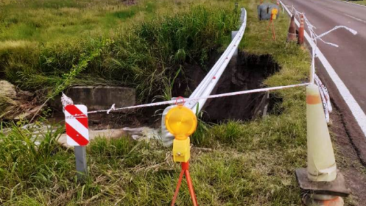 Se desmoronó una alcantarilla en la Ruta 11 a la altura del km 909