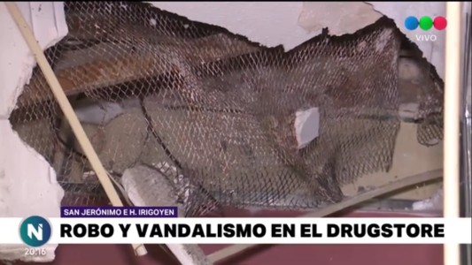 En pleno microcentro, delincuentes hicieron un boquete e ingresaron a un drugstore