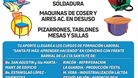 Campaña de donación a beneficio de cursos de formación laboral