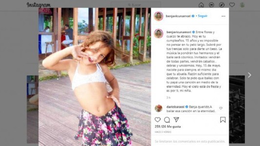 Blanquita cumpliría 15 años y Benjamín Vicuña le dedicó un emotivo posteo