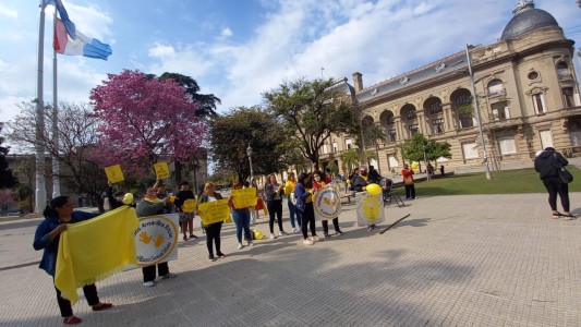 Integrantes de Pañuelos Amarillos se manifestaron frente a Tribunales