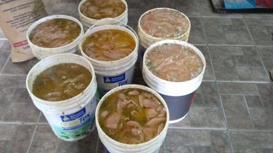 Clausuraron una fábrica de milanesas que almacenaba los preparados en tachos de pintura