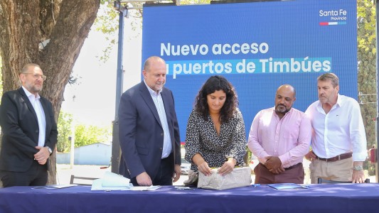 Perotti presidió la licitación para el acceso del tránsito pesado al Puerto de Timbúes