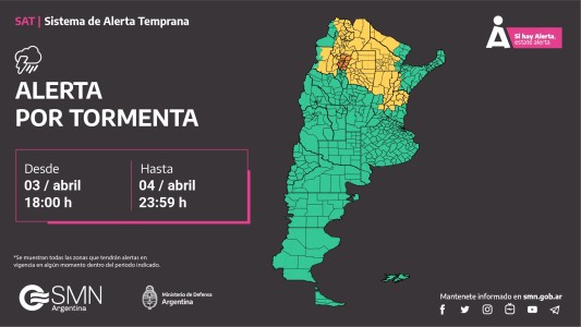 Alerta por tormenta para los departamentos Garay, La Capital y San Gerónimo