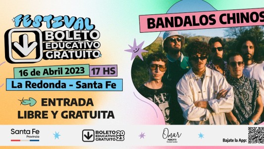 Bandalos Chinos tocará gratis en el Festival del Boleto Educativo