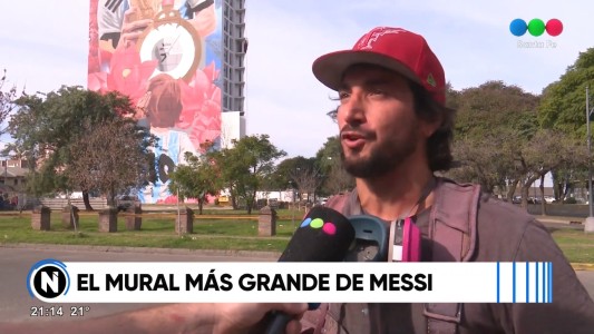 “Cobre” retomó el mural más grande del más grande: Lionel Messi