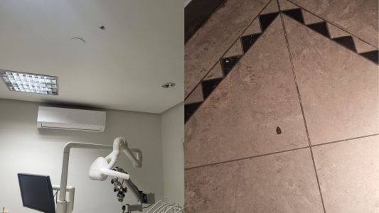 Una bala perforó el techo de un consultorio odontológico en barrio Mariano Comas