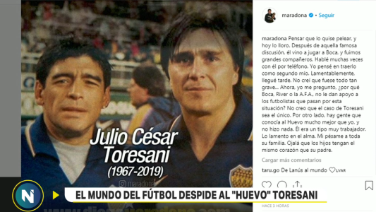 Doloroso adiós del mundo del fútbol al Huevo Toresani