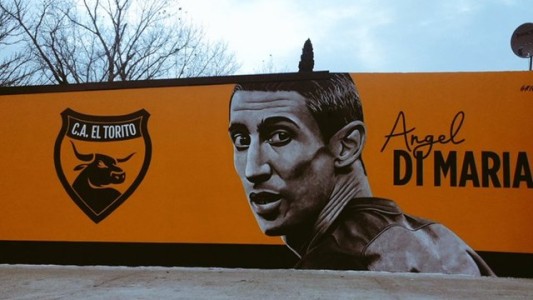 Homenajean a "Fideo" Di María con un mural en el Club El Torito